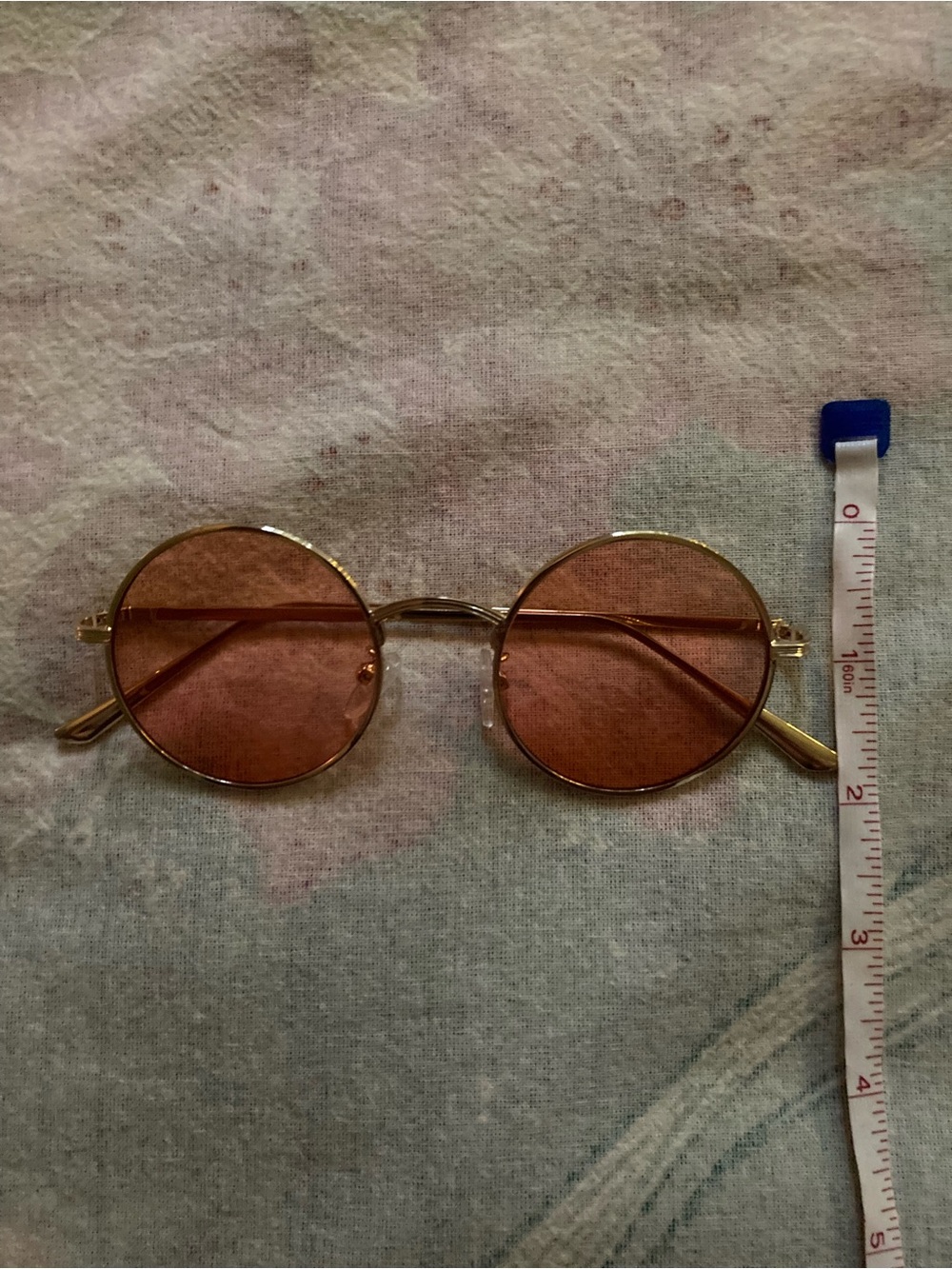 Boho Round Pink Tinted Sunglasses with Gold Frame - Picture 6 of 6